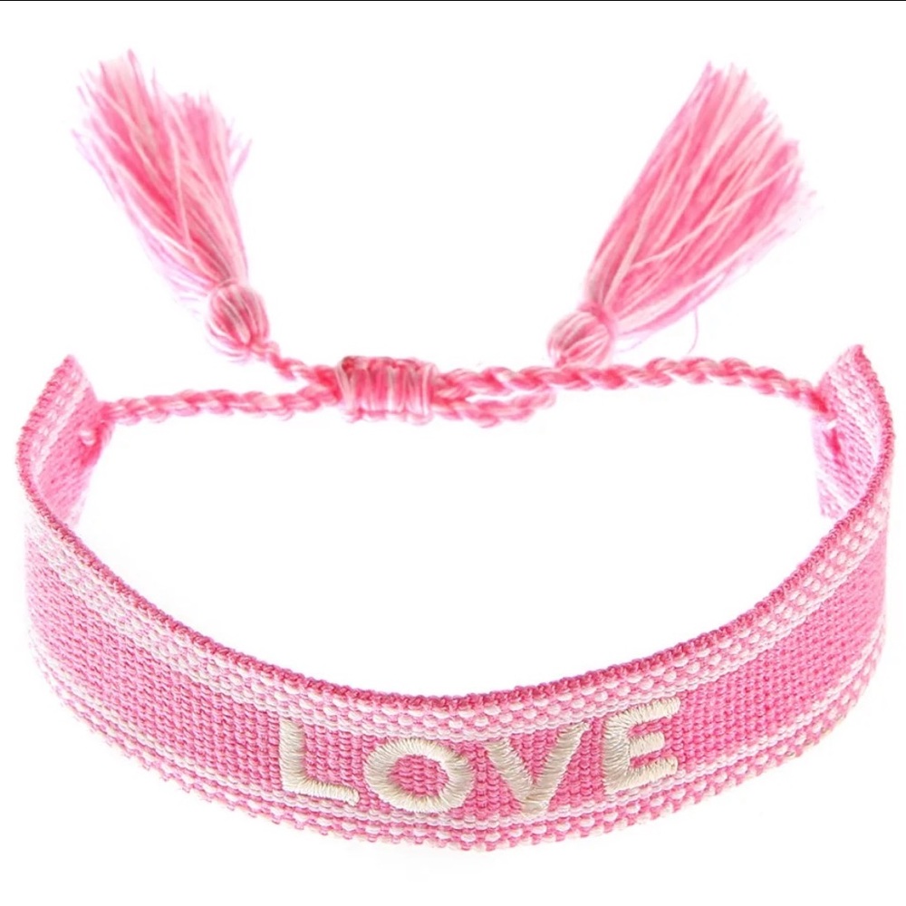 NEW Bohemian Style Personalized Woven Fabric  ‘Love’ Adjustable Bracelet